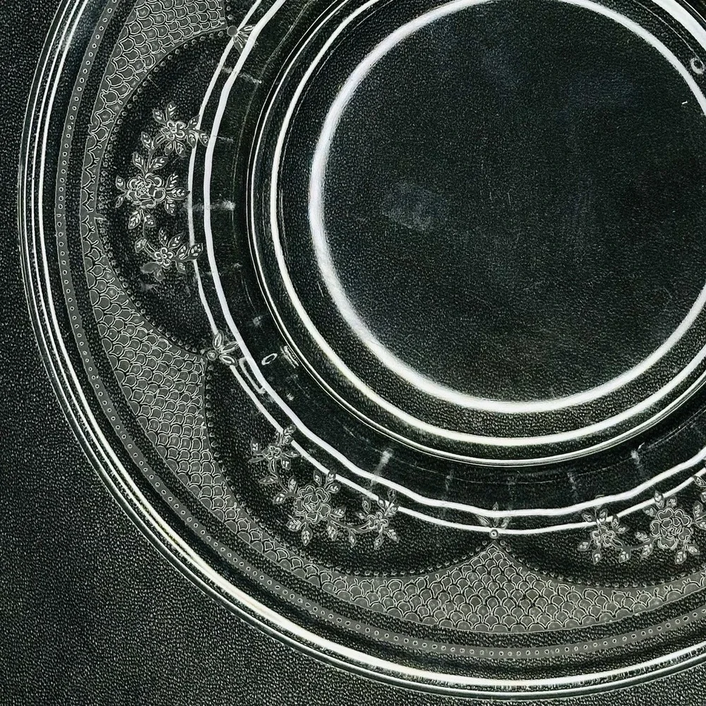2 Fostoria Virginia Clear Glass Salad Plates Etched Vintage RARE Pattern 1923
